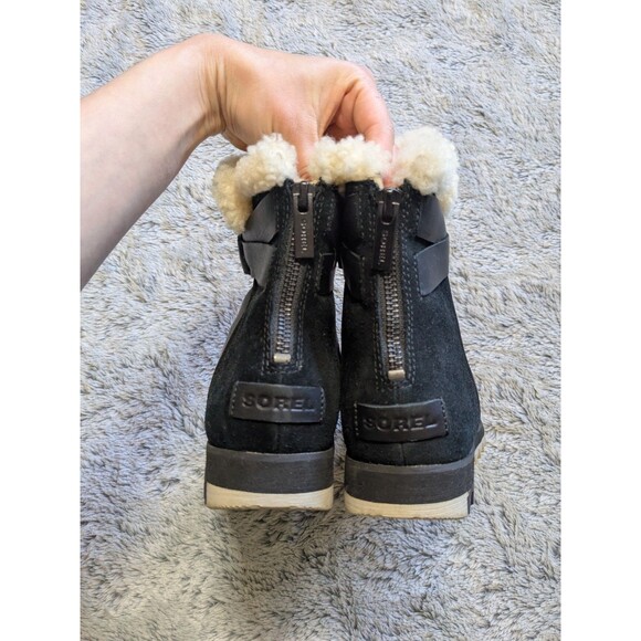 Sorel Black Harlow Boots Leather Suede Chelsea Boot Woman Size US 6.5 - Picture 5 of 6